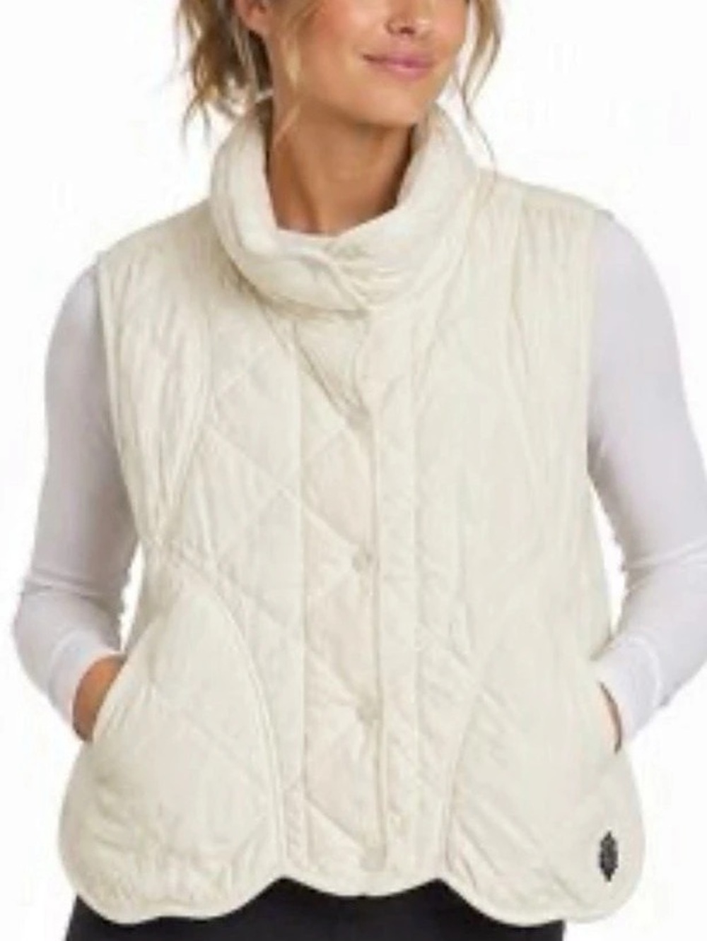 FP Movement Quinn Quilted Puffer Vest in Ivory. Generously Cut XS